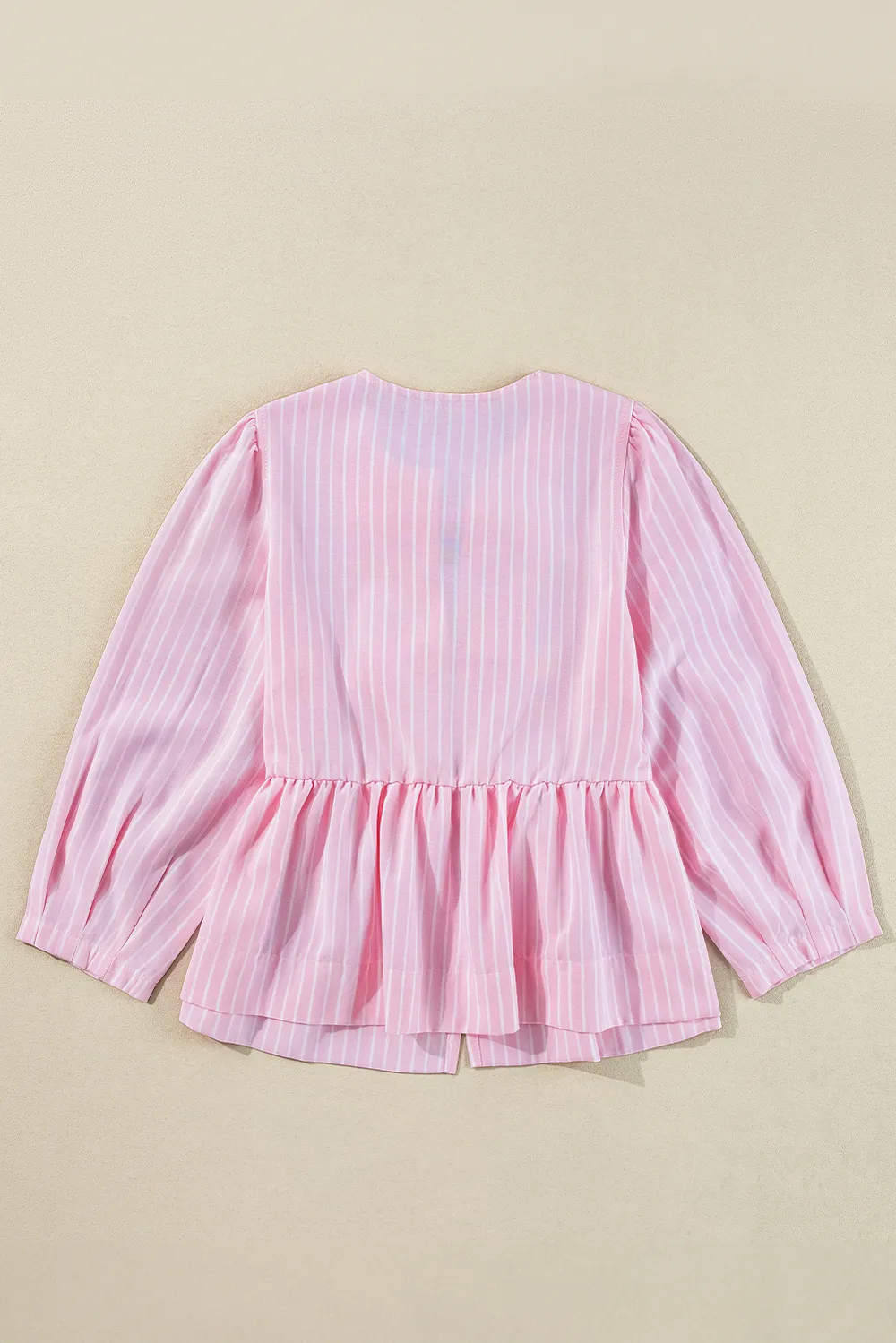 Tied Bow Striped Round Neck Blouse, image 8