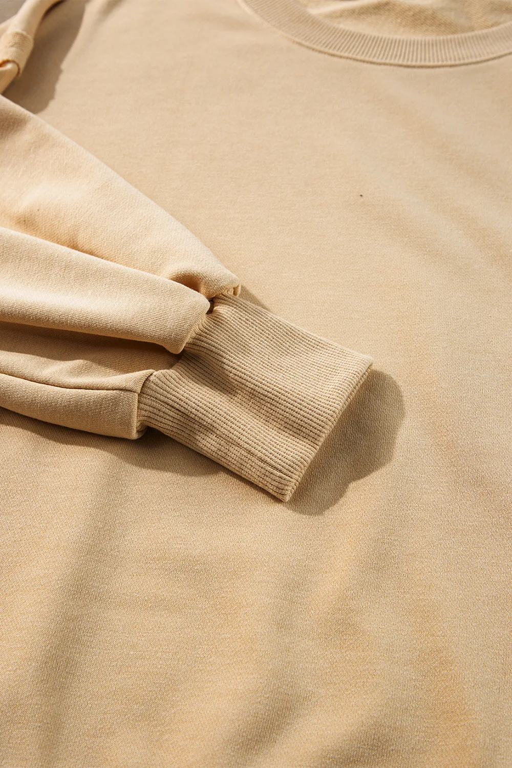 Side Slit Round Neck Long Sleeve Sweatshirt, image 14