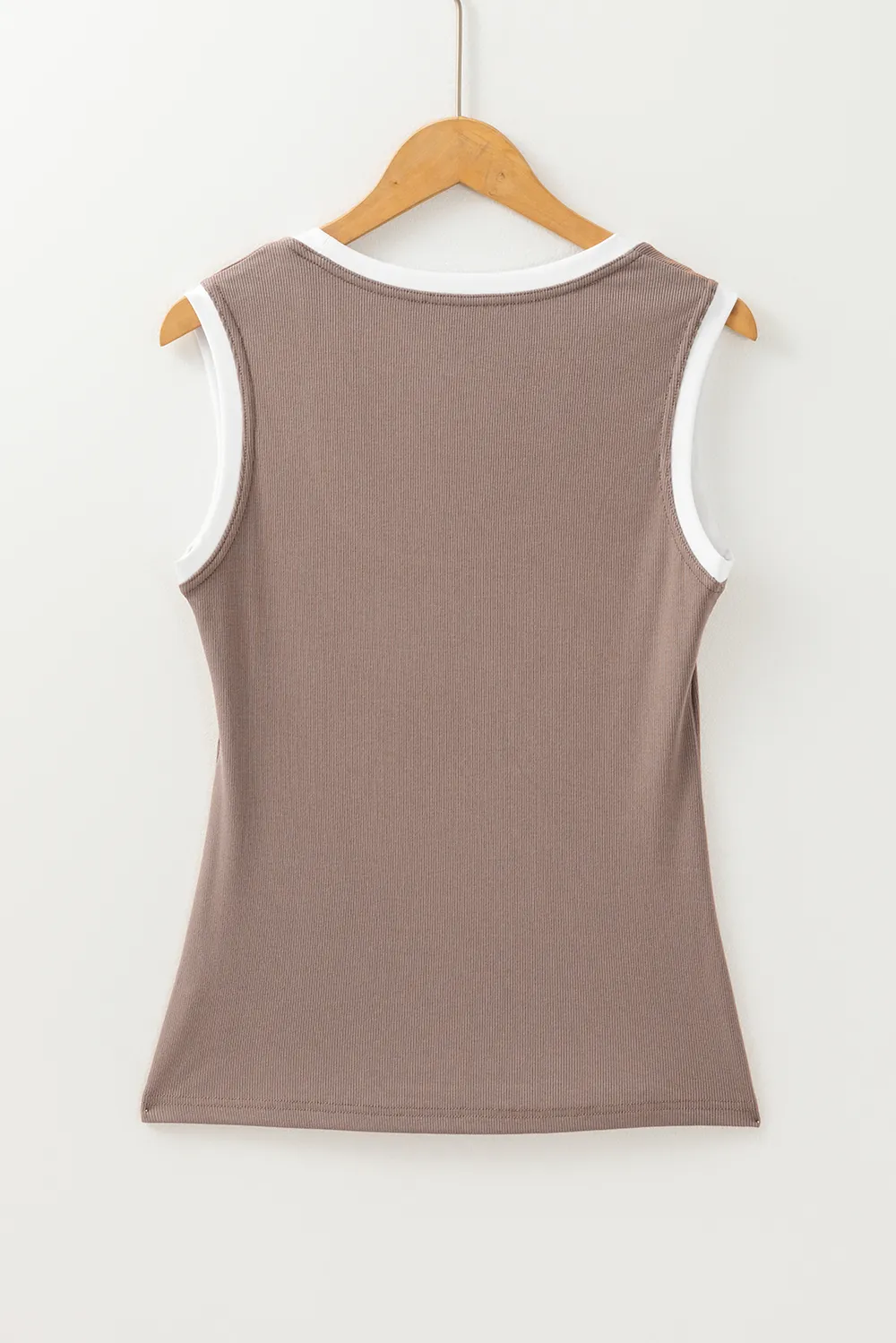 Contrast Edge Scoop Neck Wide Strap Knit Tank, image 4