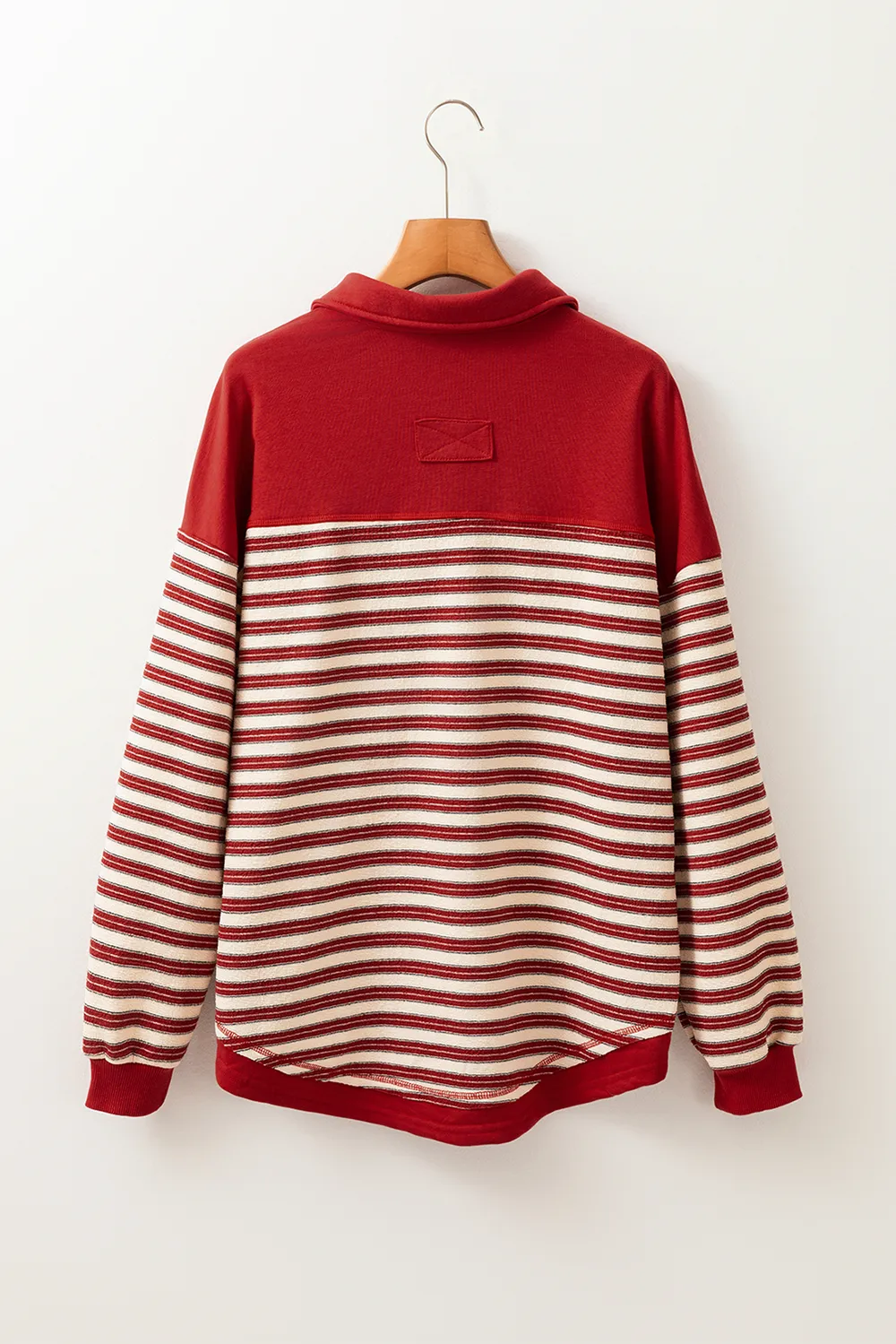 Stripe Johnny Collar Drop Shoulder Sweatshirt, image 4