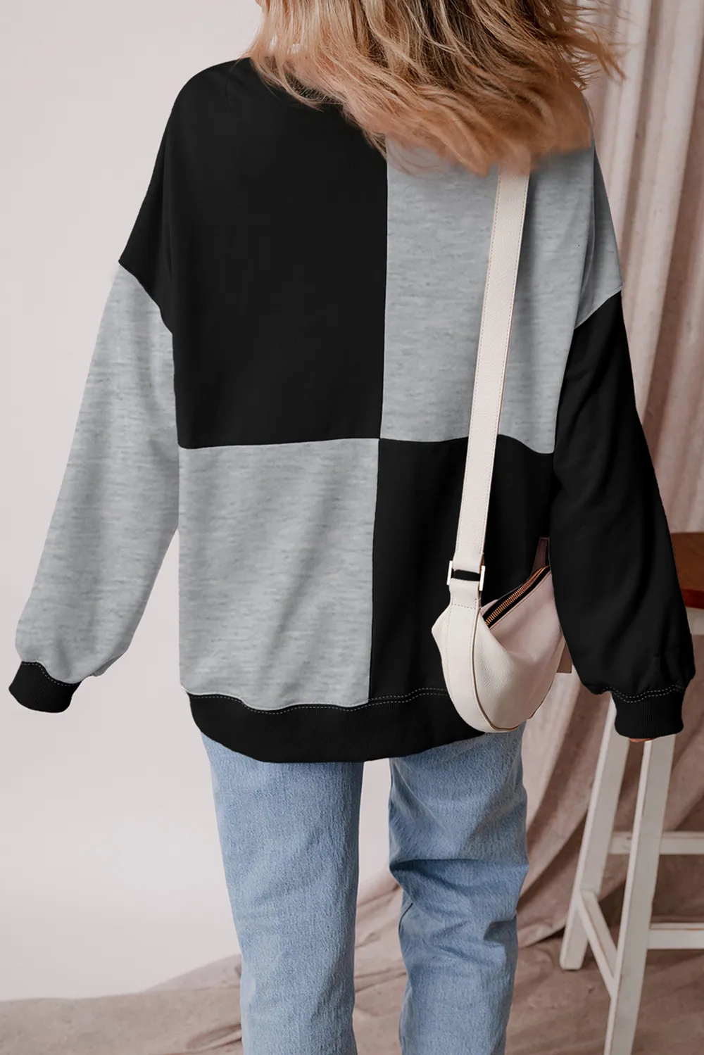 Color Block Half Button Long Sleeve Sweatshirt, image 7