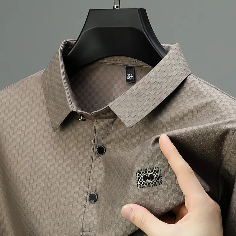 Men's Plus Size Diamond Pattern Short Sleeve Polo Shirt, image 13
