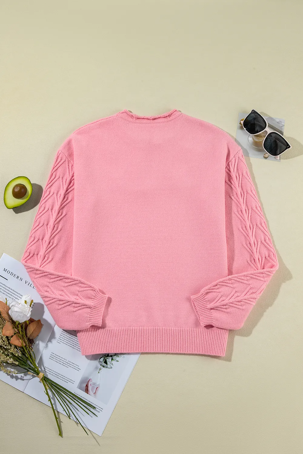 Daisy Notched Long Sleeve Sweater, image 9