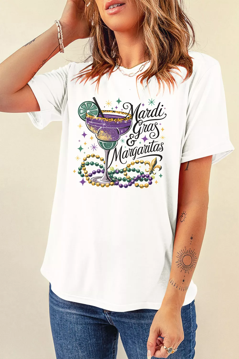 Mardi Gras Margaritas Cheerful Graphic Tee, image 3