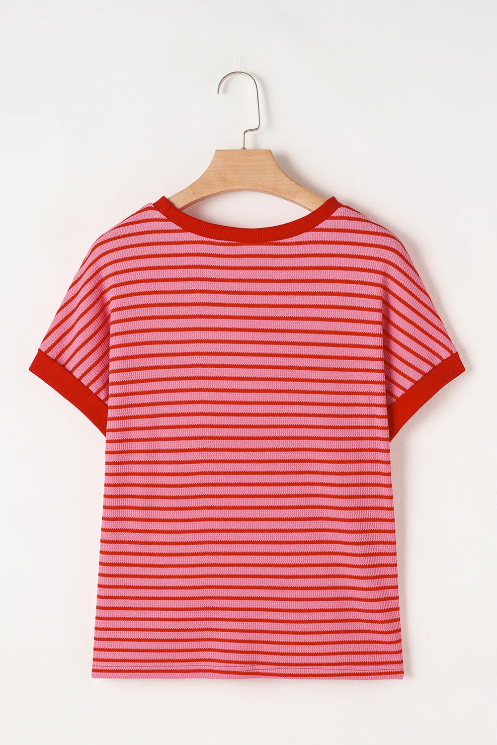 Contrast Striped Round Neck Short Sleeve T-Shirt, image 5