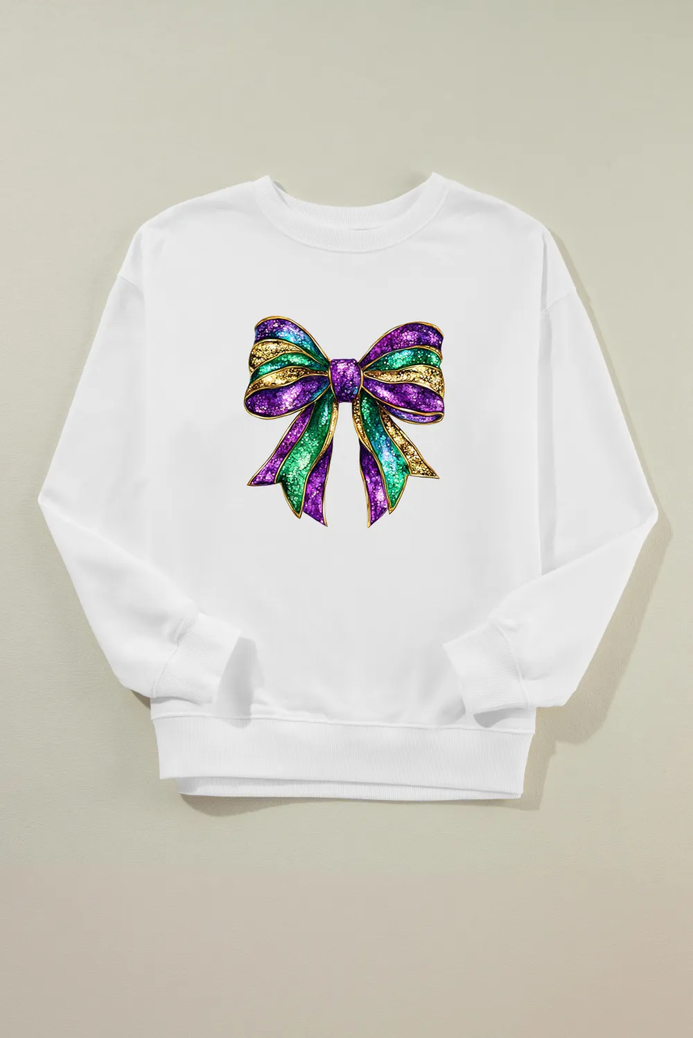 Bow Round Neck Long Sleeve Sweatshirt, image 3