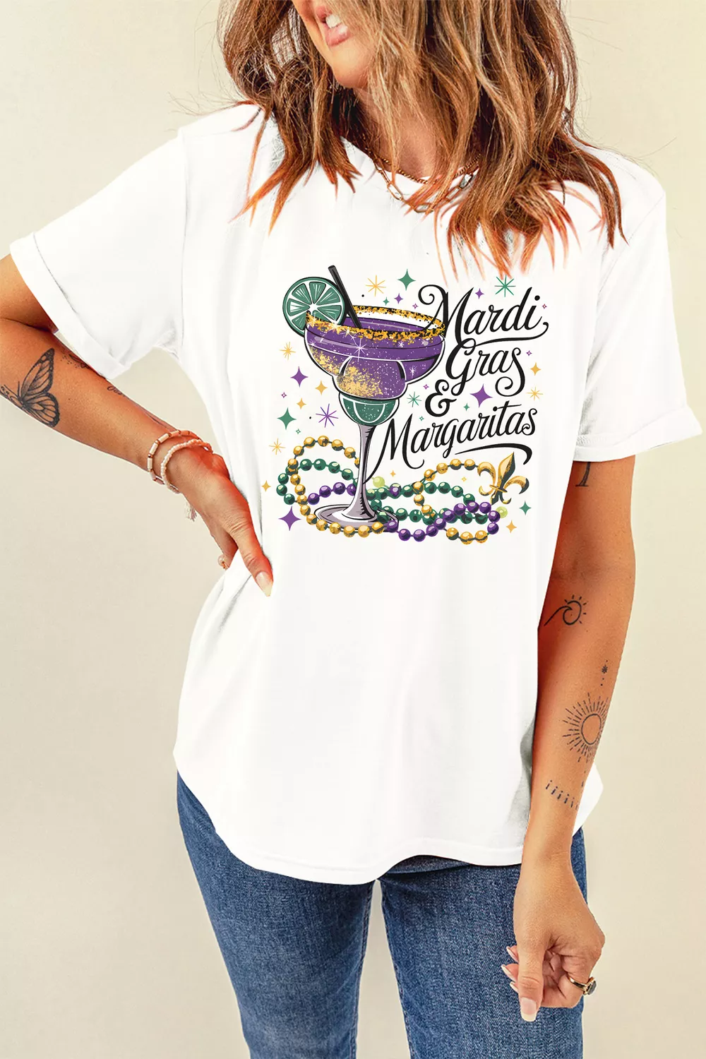 Mardi Gras Margaritas Cheerful Graphic Tee, image 4