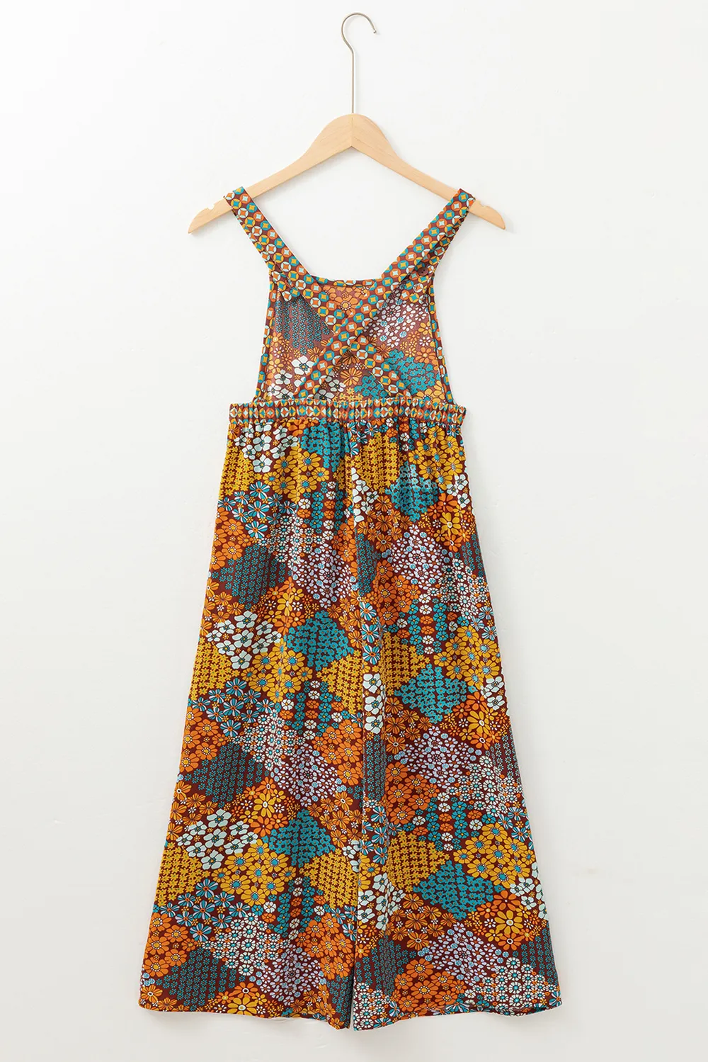 Floral Crisscross Strap Wide Leg Overalls, image 5