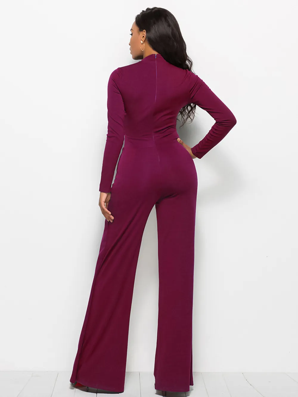 Long Sleeve Mock Neck Wide Leg Jumpsuit, image 23