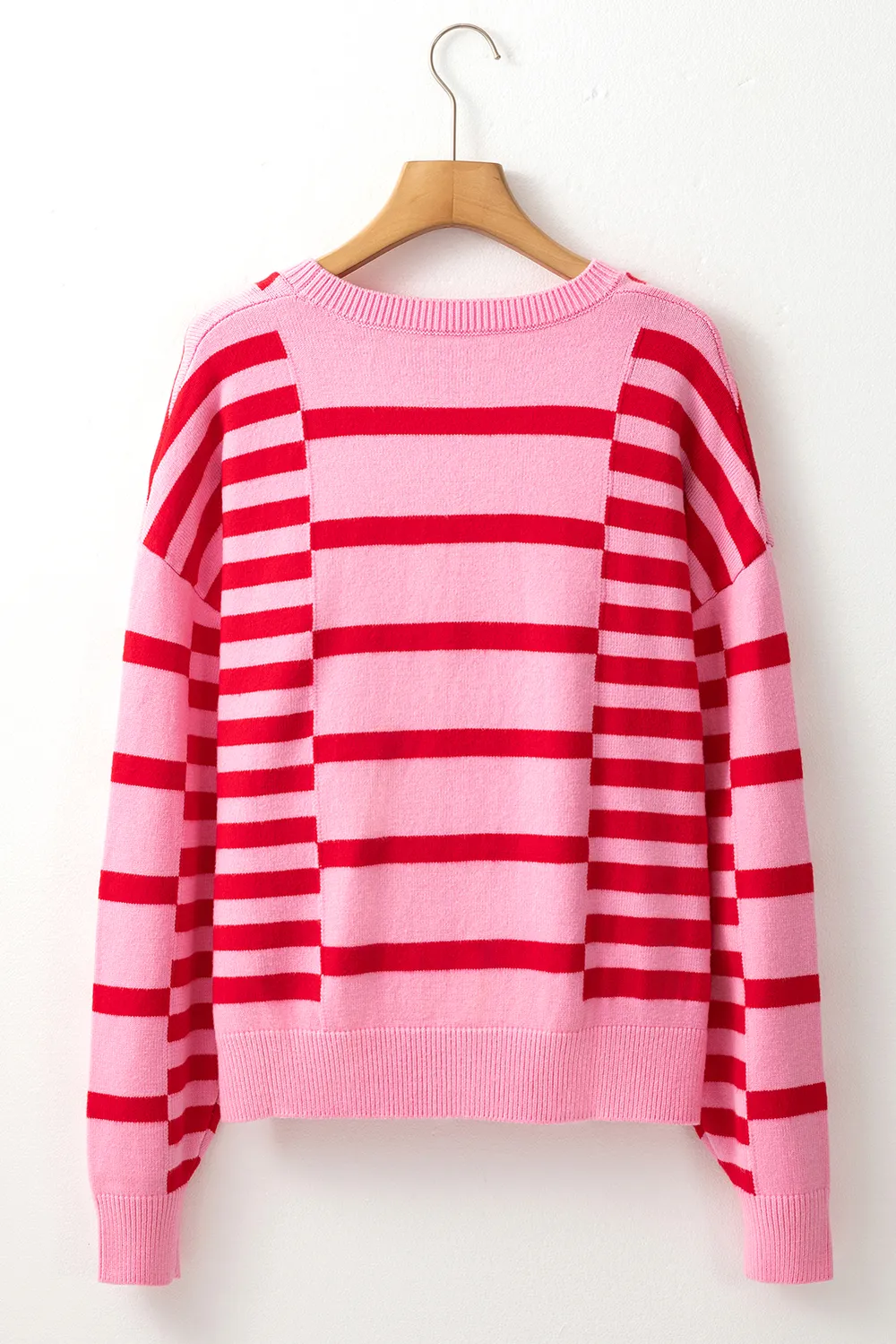 Striped Round Neck Dropped Shoulder Sweater, image 5