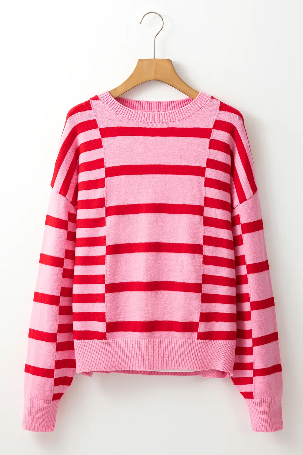 Striped Round Neck Dropped Shoulder Sweater, image 6