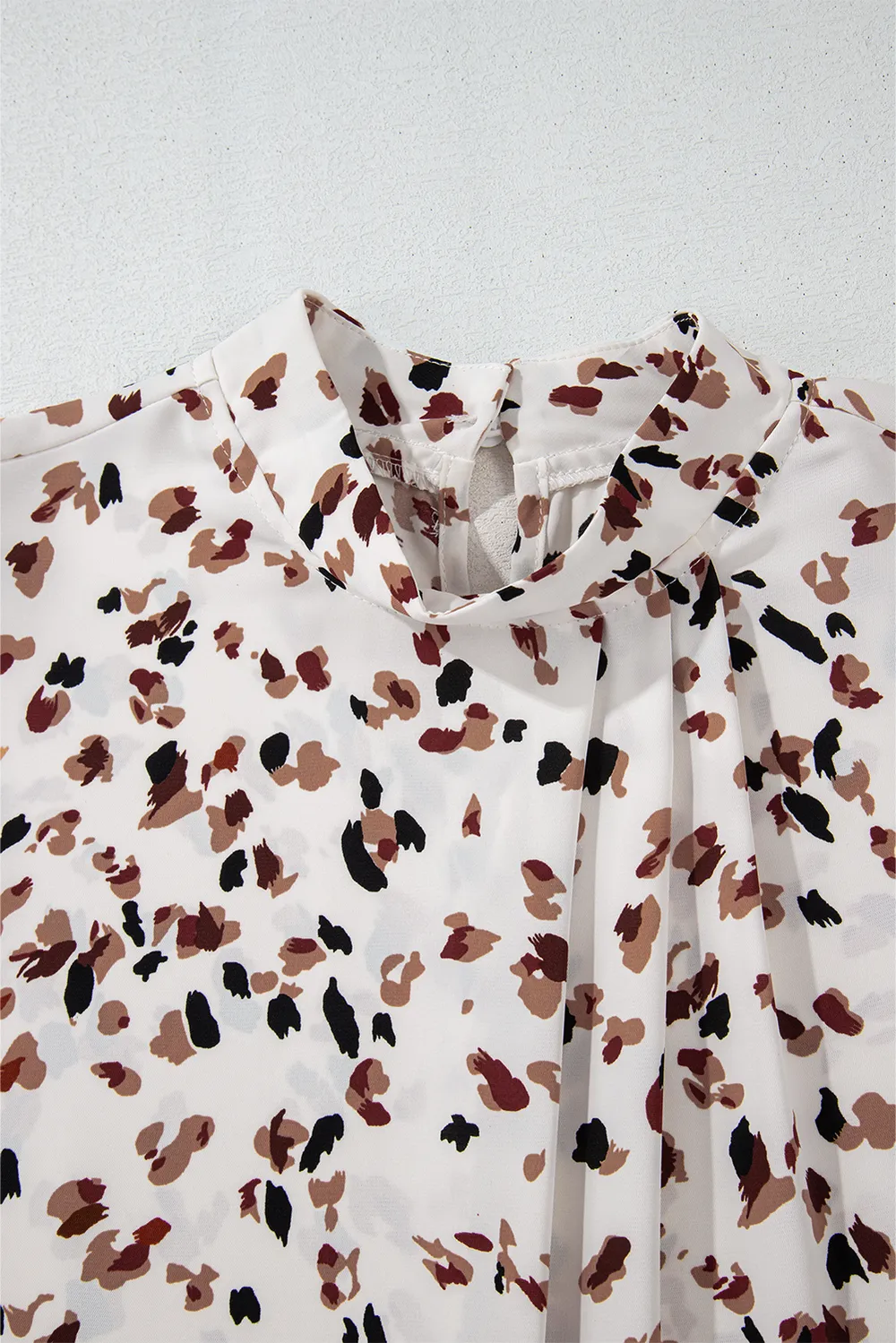 Printed Mock Neck Balloon Sleeve Blouse, image 10