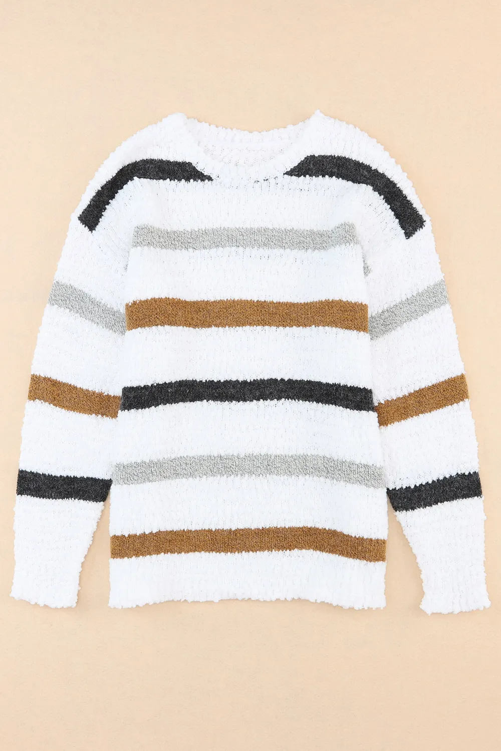 Striped Round Neck Dropped Shoulder Sweater, image 5
