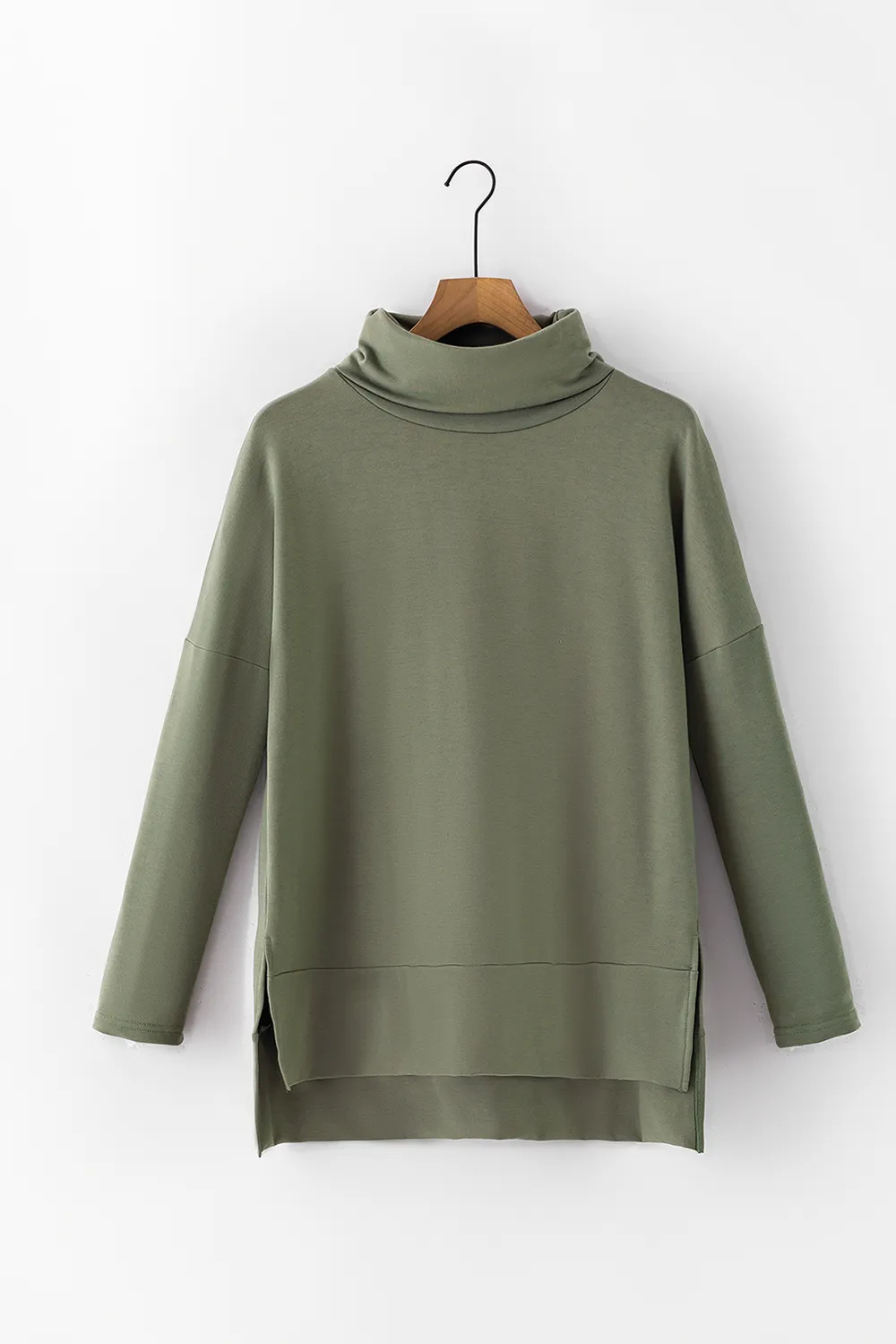 Side Slit High-Low Cowl Neck Long Sleeve Blouse, image 11