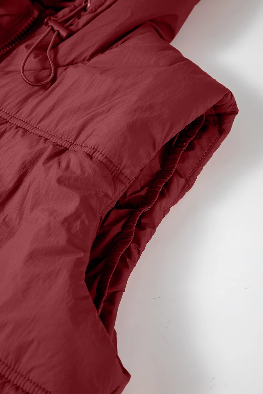 Drawstring Zip Up Hooded Vest Coat, image 13