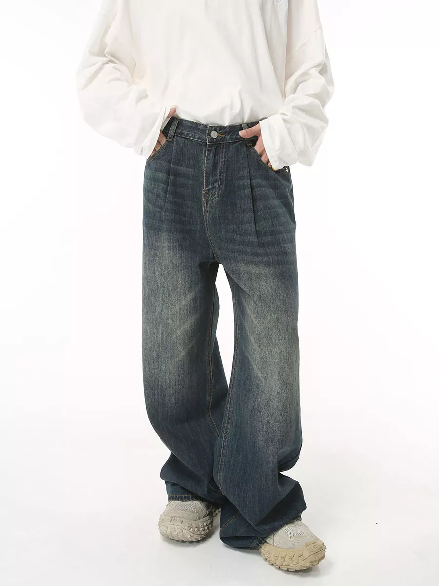 Men's Vintage Wash Wide Leg Jeans, image 5