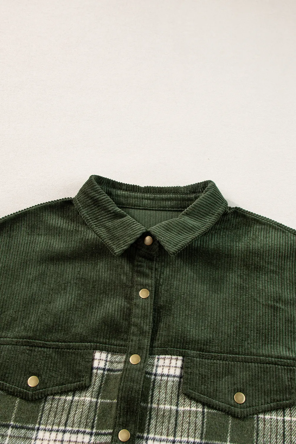 Snap Down Collared Neck Plaid Shacket, image 6