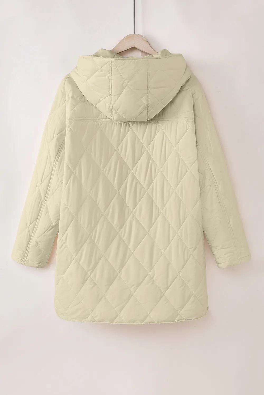 Snap Down Long Sleeve Quilted Winter Coat, image 6