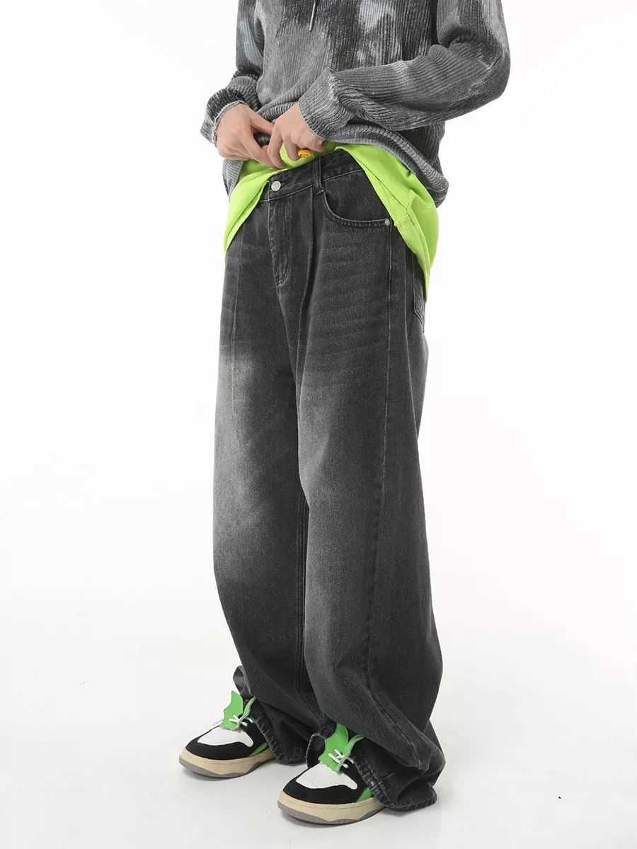 Men's Vintage Wash Wide Leg Jeans