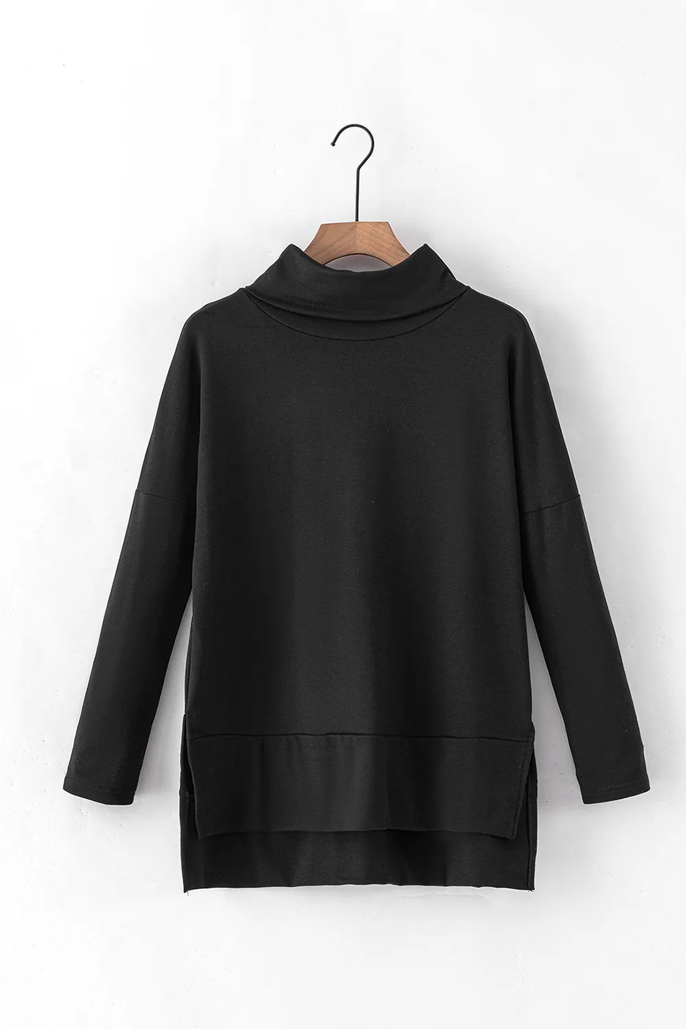 Side Slit High-Low Cowl Neck Long Sleeve Blouse, image 12