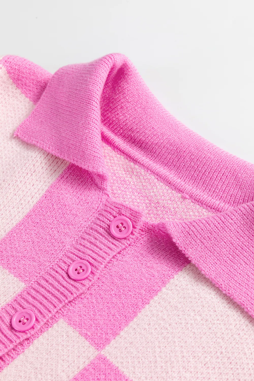 Slit Checkered Half Button Long Sleeve Sweater, image 9
