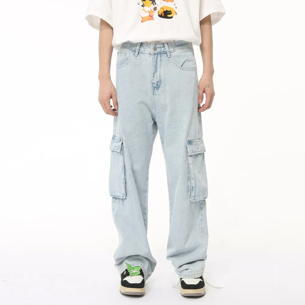 Men's Washed Straight Cargo Jeans