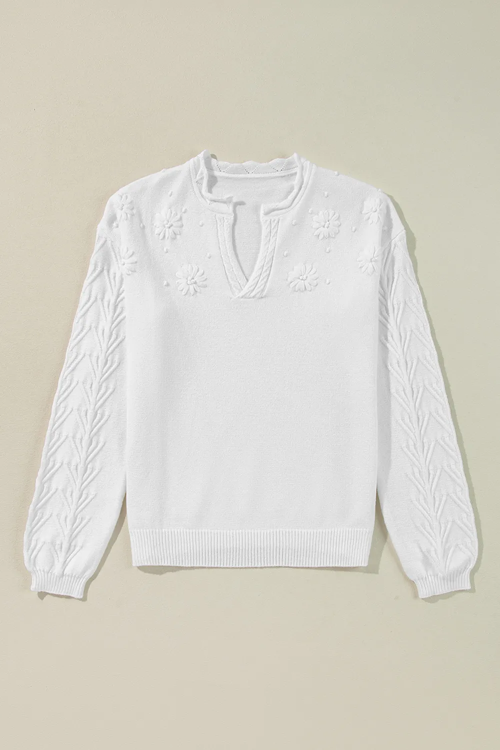 Daisy Notched Long Sleeve Sweater, image 12