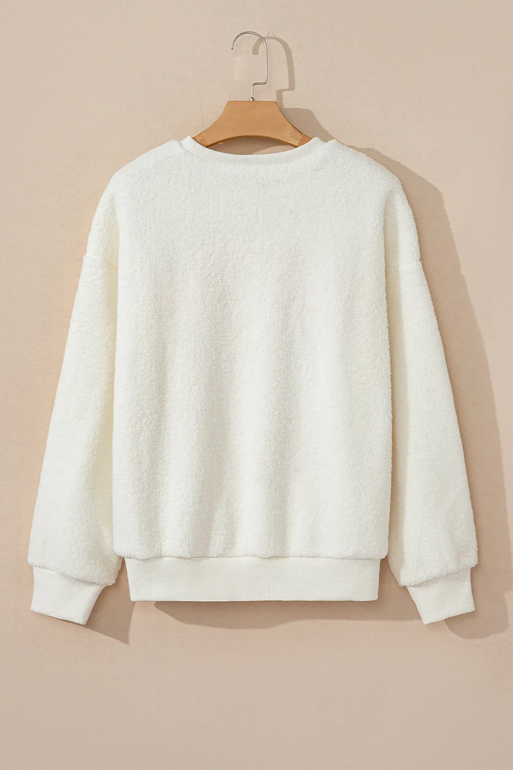 HOWDY Patched Round Neck Sherpa Sweatshirt, image 10