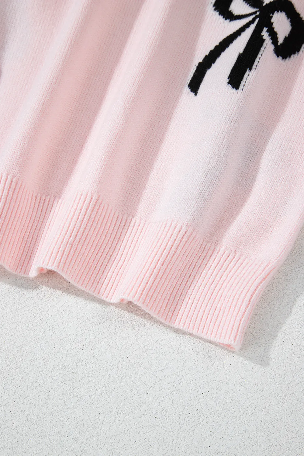 Bow Pattern Round Neck Loose Fit Sweater, image 6