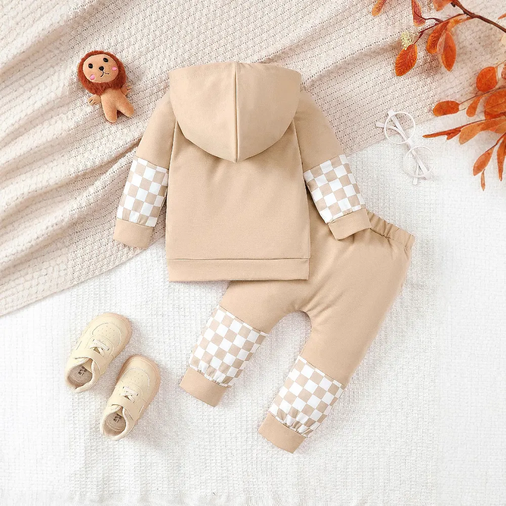 Checkered Long Sleeve Sweatshirt and Pants Set, image 3
