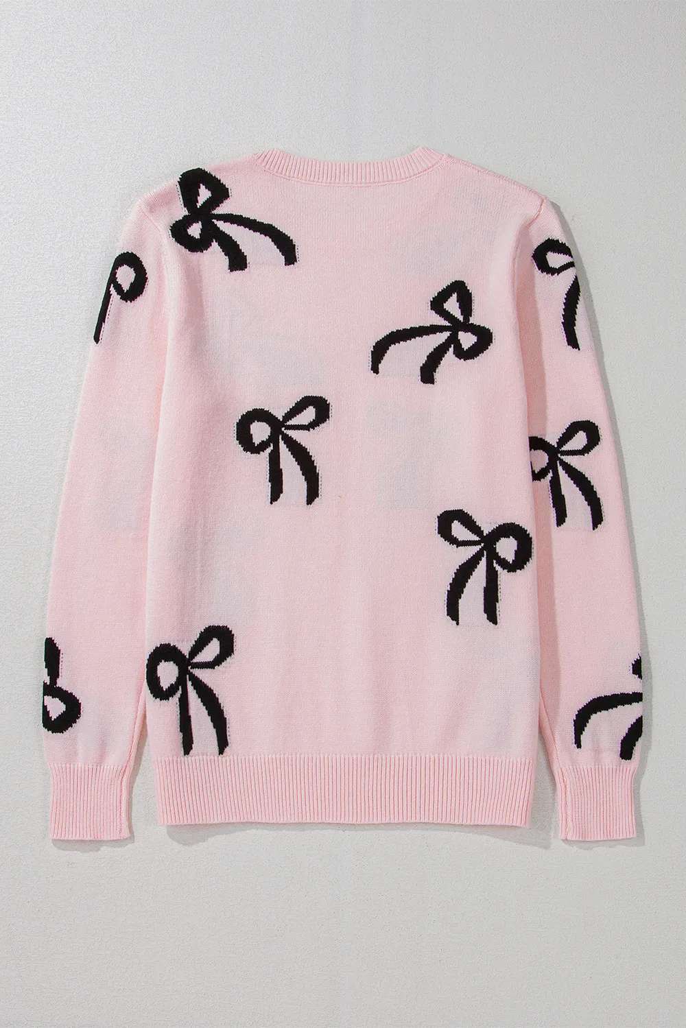 Bow Pattern Round Neck Loose Fit Sweater, image 8