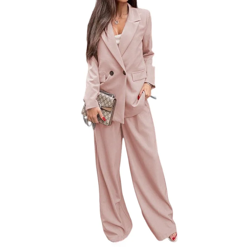 Buttoned Lapel Collar Long Sleeve Blazer and Pants Set, image 2