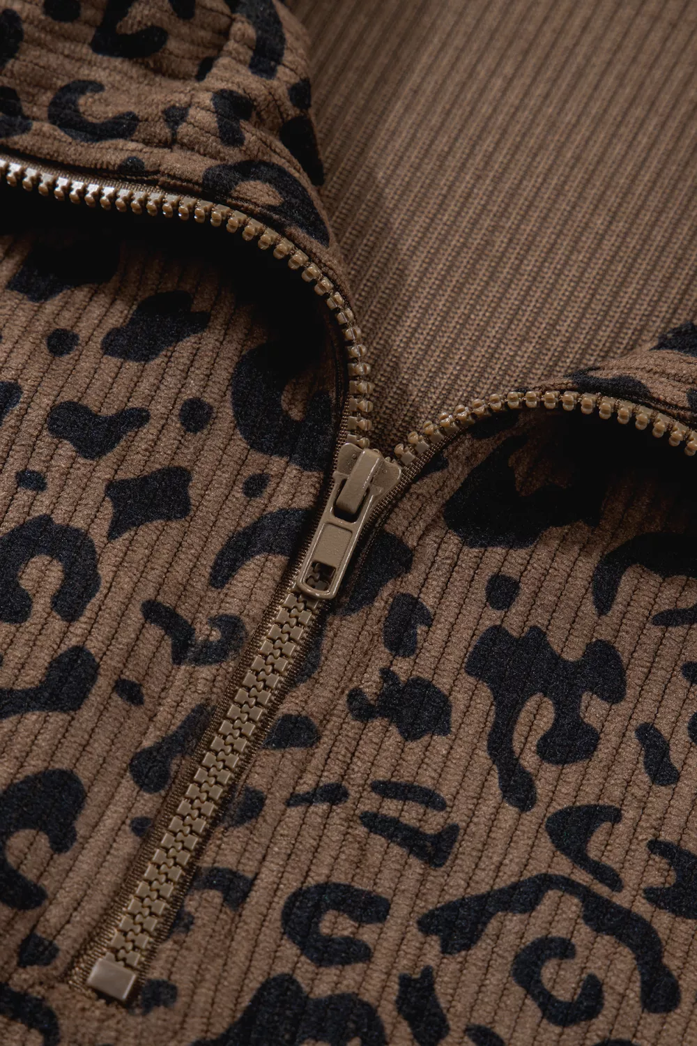 Leopard Print Quarter Zip Corduroy Sweatshirt, image 10