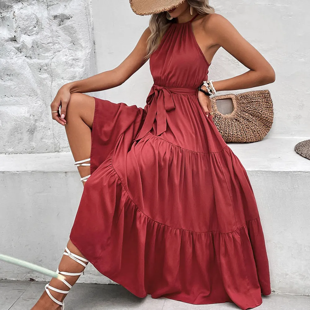Tie Belt Tiered Midi Dress, image 6