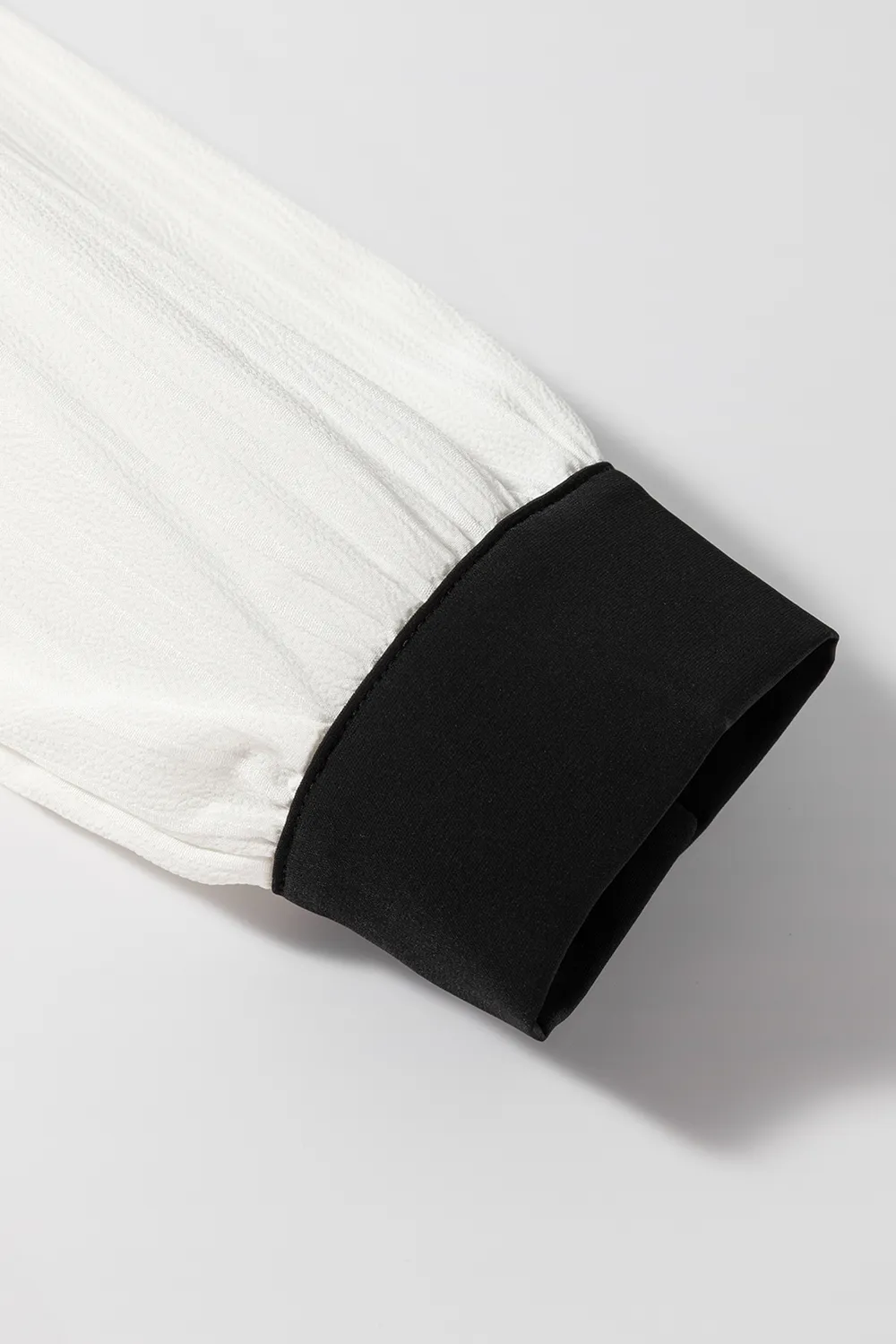 Contrast Notched Long Sleeve Blouse, image 5