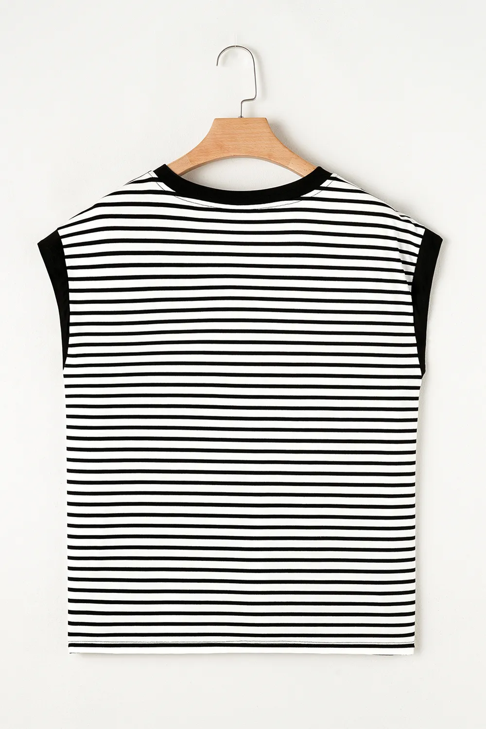 Striped Round Neck Cap Sleeve Top, image 6