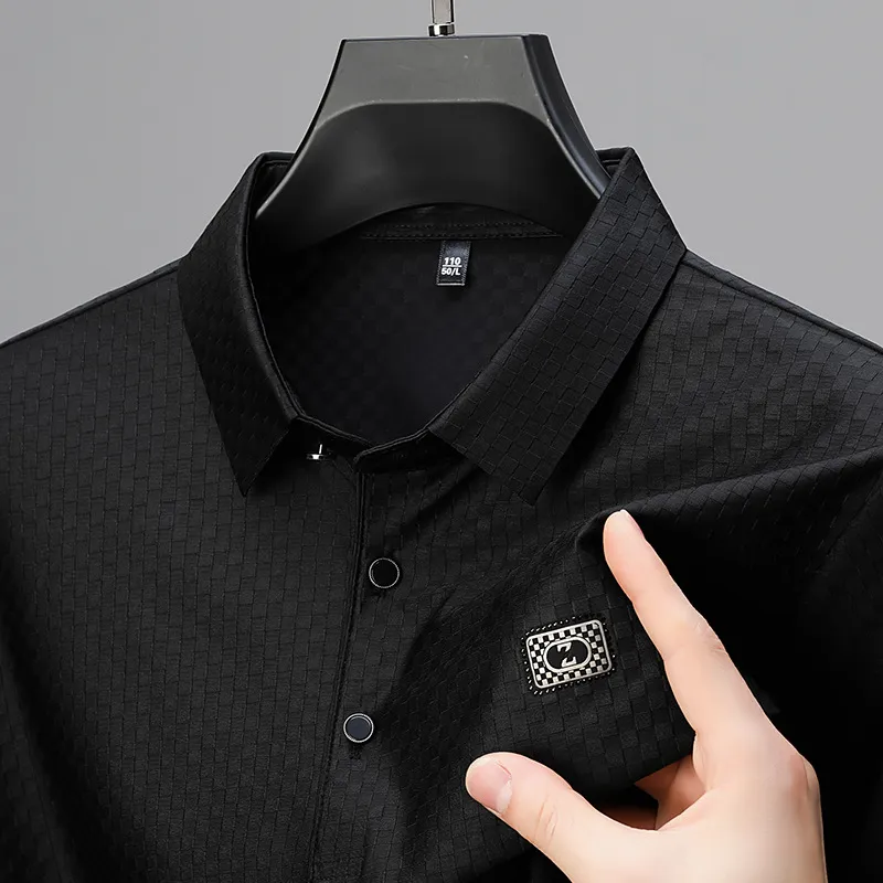 Men's Plus Size Diamond Pattern Short Sleeve Polo Shirt