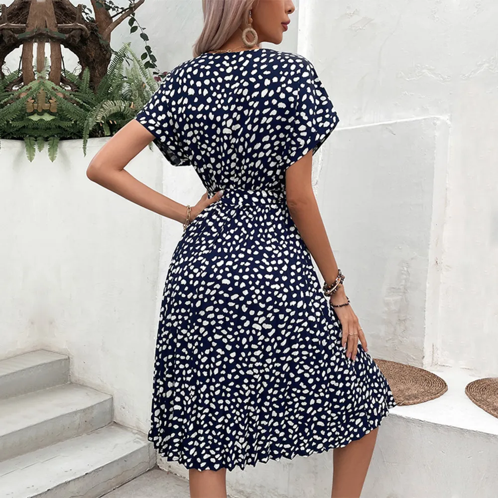 Printed Tie Waist A-Line Dress, image 5