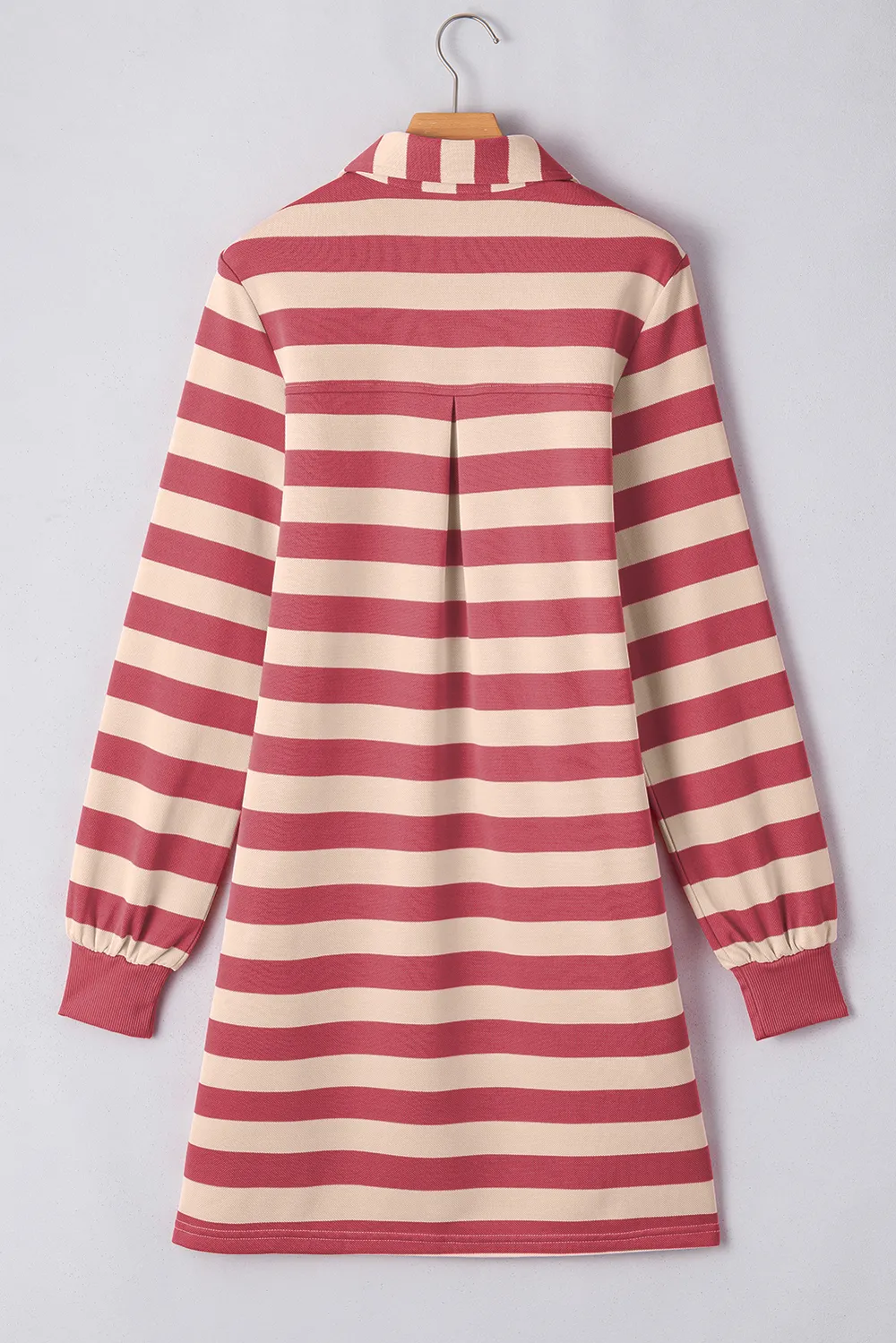 Contrast Striped Johnny Collar Long Sleeve Mini Dress, image 12