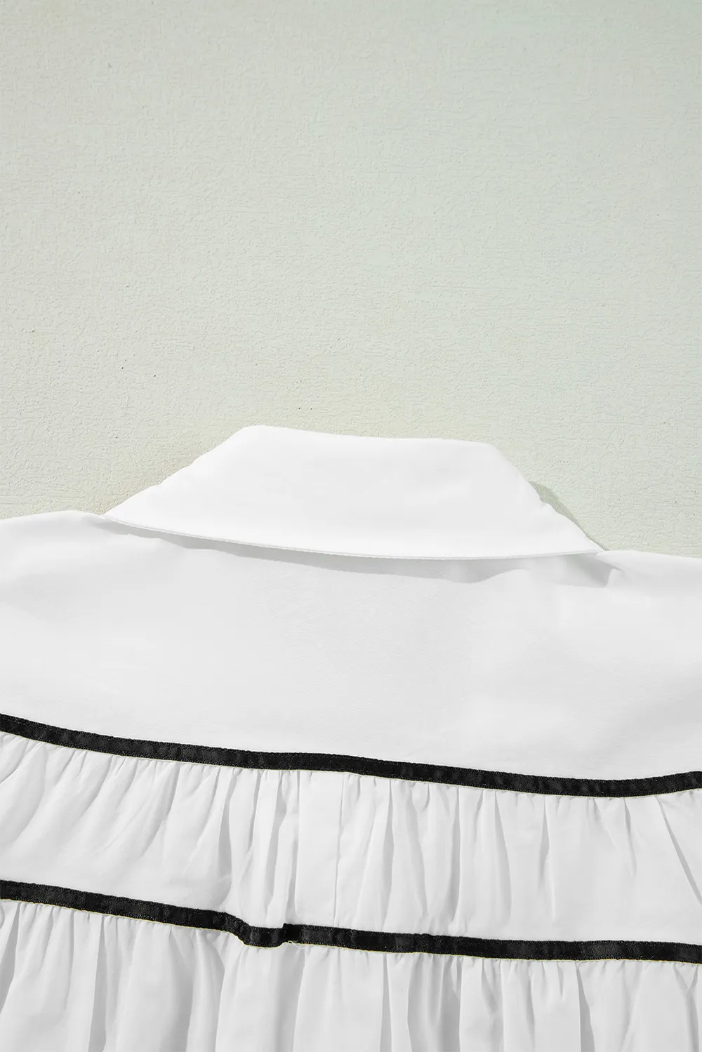 Ribbon Bowtie Collared Neck Flounce Sleeve Shirt, image 8