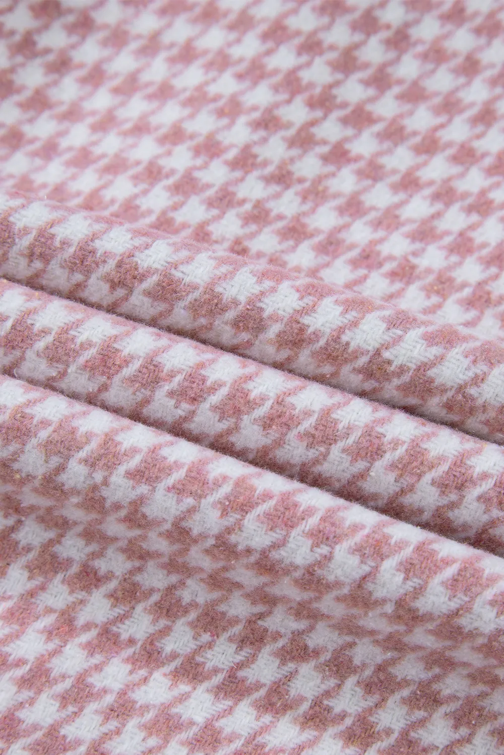 Color Block Houndstooth Collared Neck Shacket, image 14