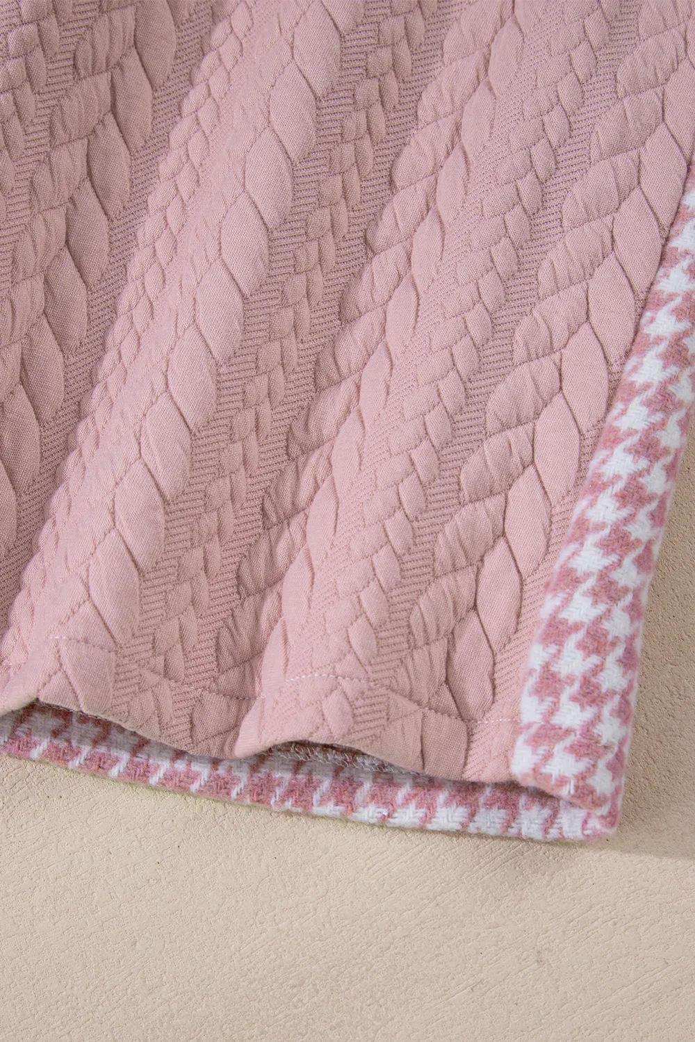 Color Block Houndstooth Collared Neck Shacket, image 13