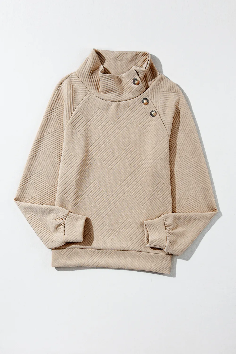 Textured Turtleneck Long Sleeve Sweatshirt, image 6