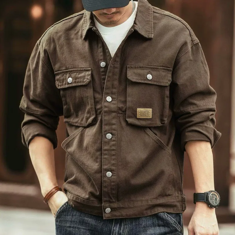 Men's Washed Collared Neck Cargo Jacket, image 3