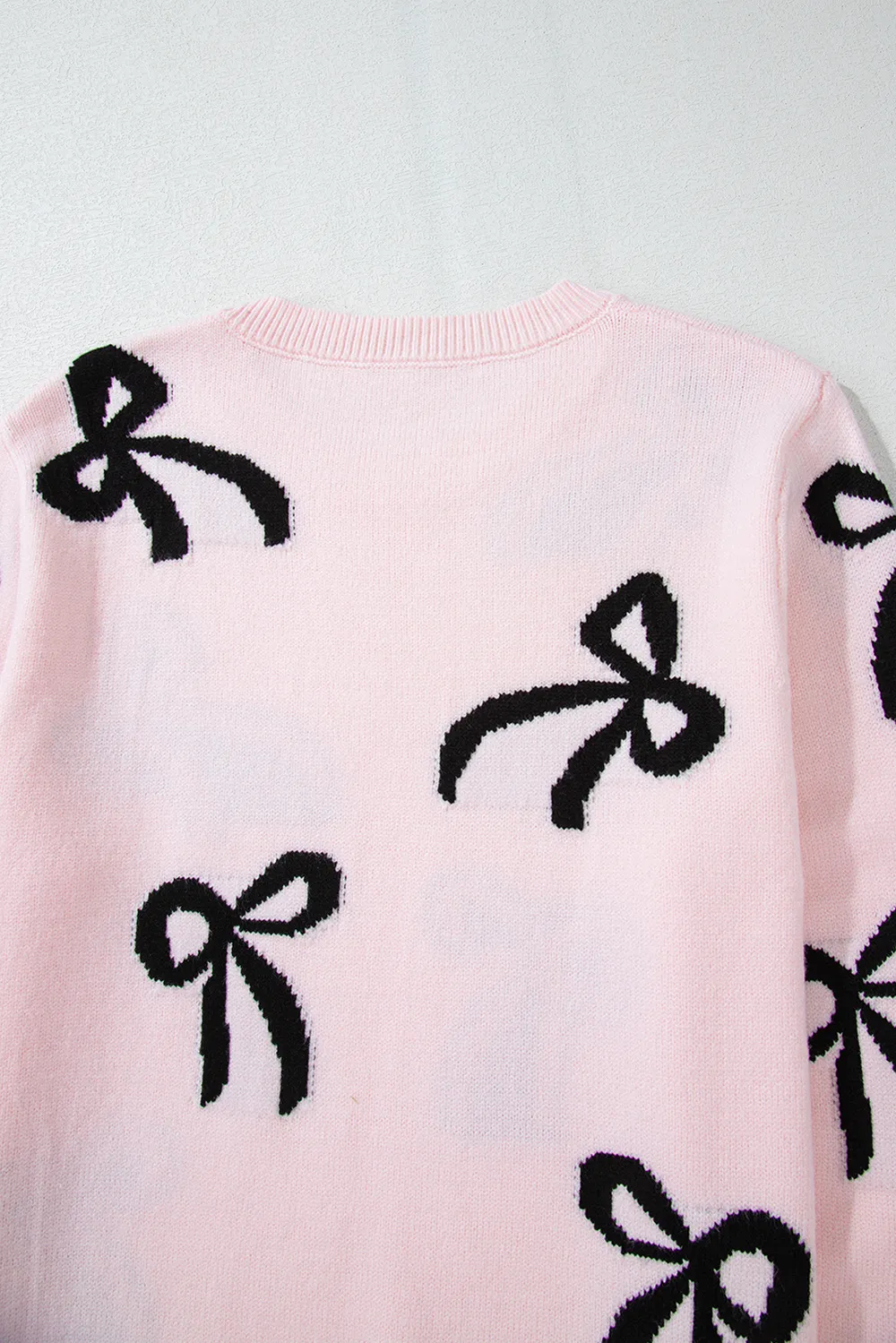 Bow Pattern Round Neck Loose Fit Sweater, image 9