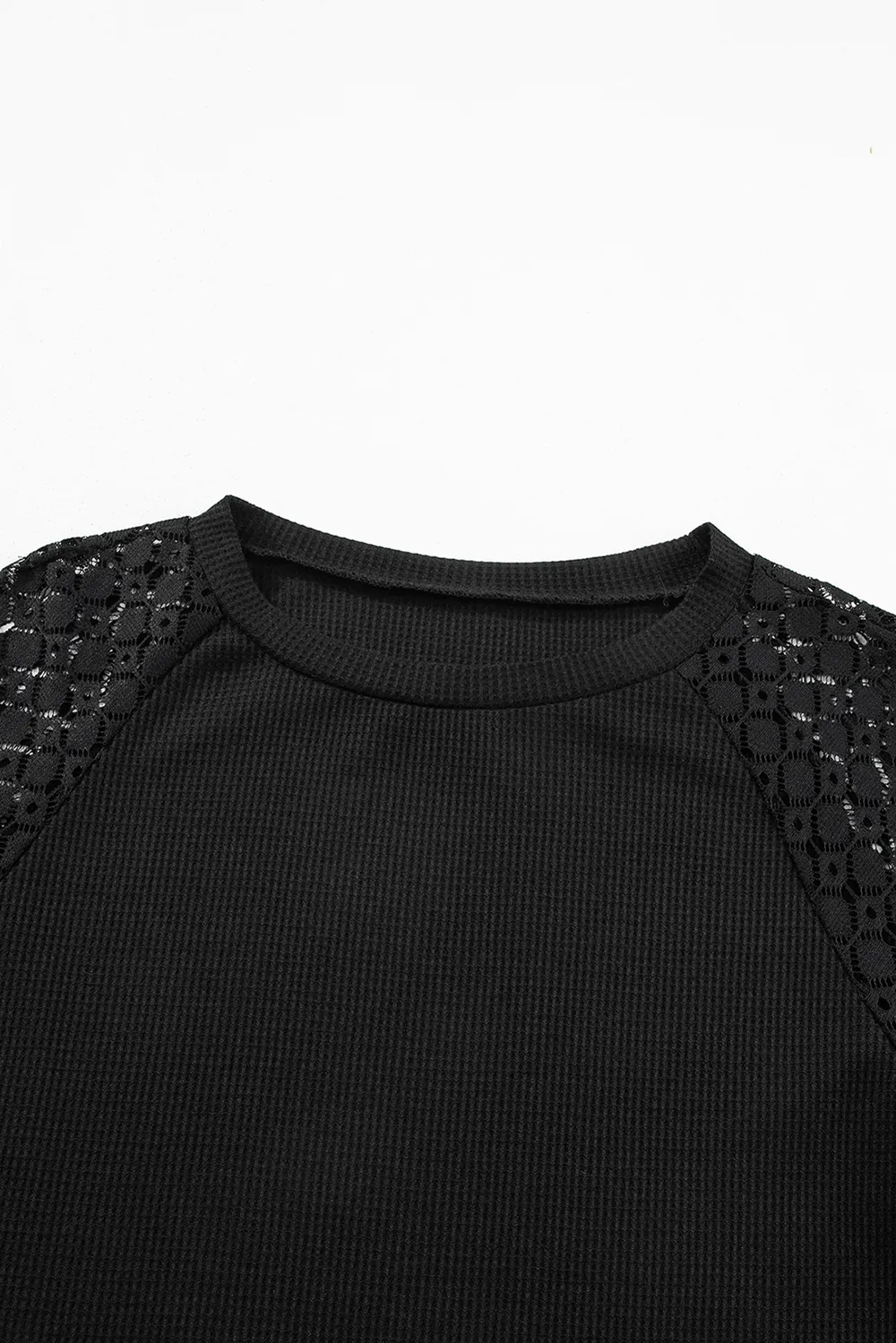 Lace Detail Round Neck Lantern Sleeve Top, image 8