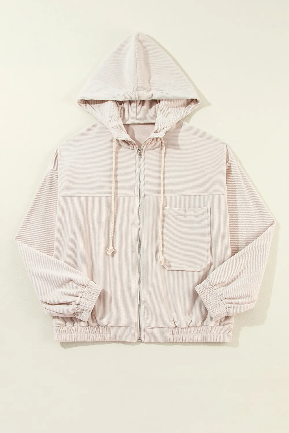 Pocketed Zip Up Long Sleeve Hooded Jacket, image 10