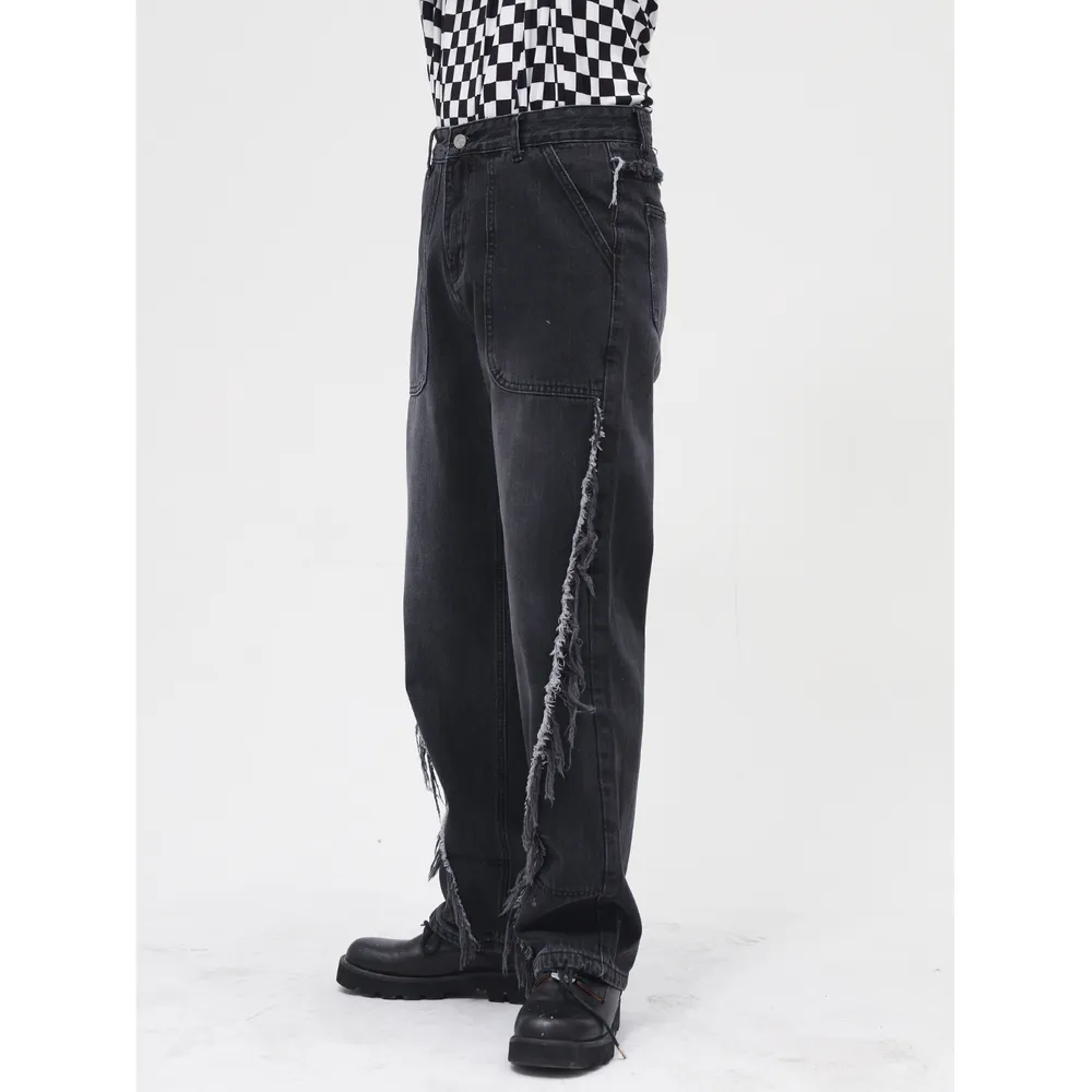 Raw Hem Jeans with Pockets, image 3