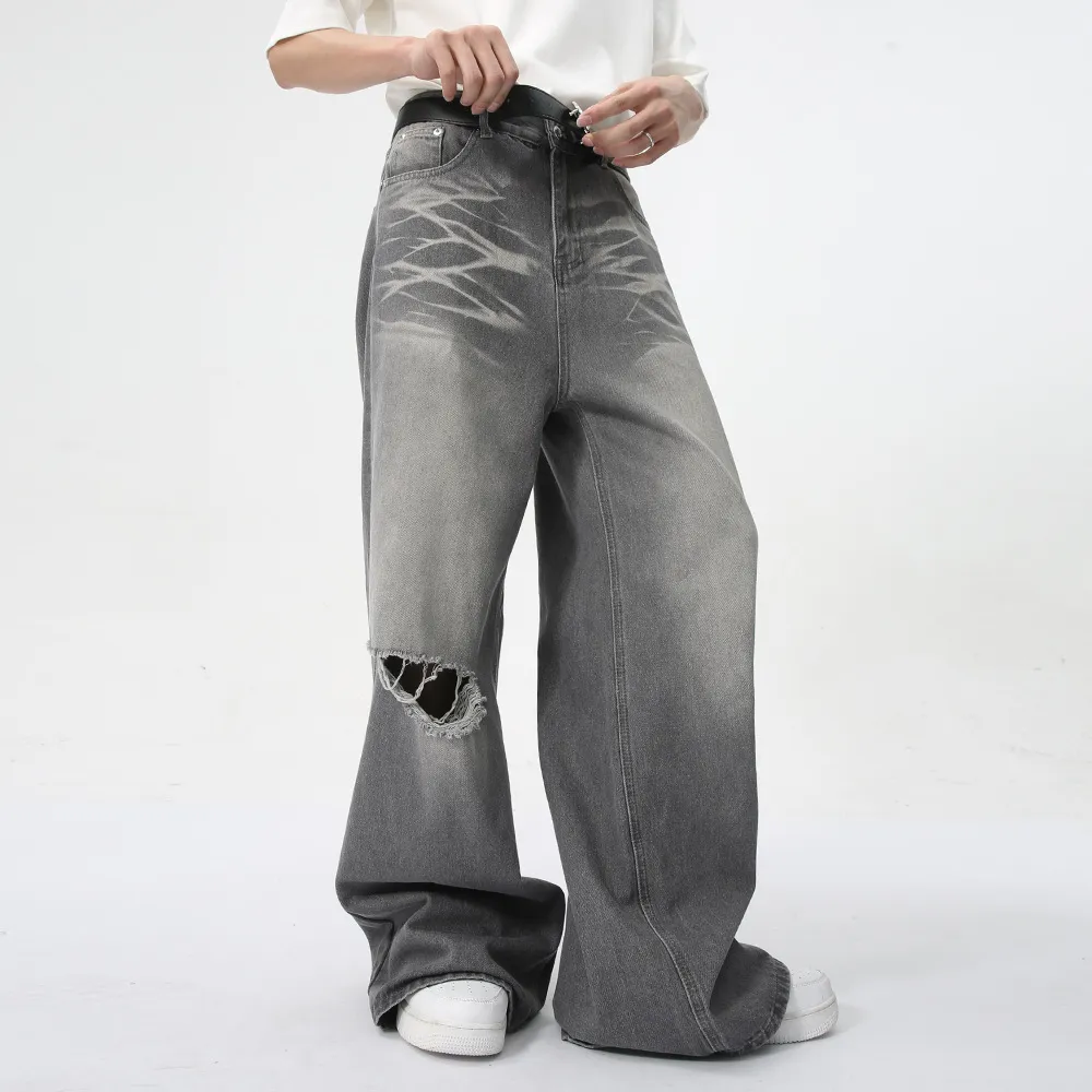 Distressed Wide Leg Jeans with Pockets, image 5