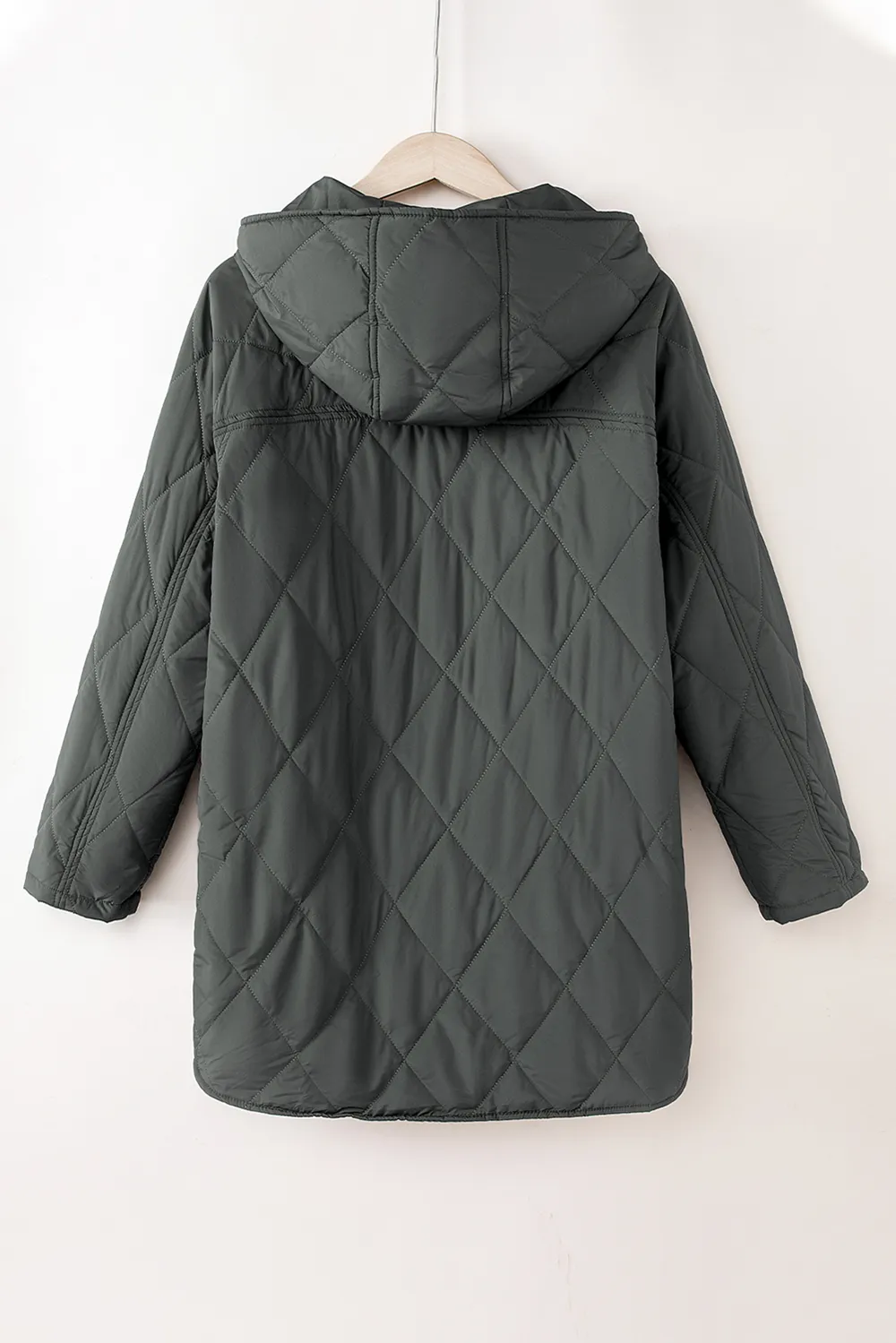 Snap Down Long Sleeve Quilted Winter Coat, image 20